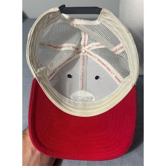 Vineyard Vines Whale Logo Hat Cap Red Blue Snapback Mesh Embroidered - Picture 7 of 8